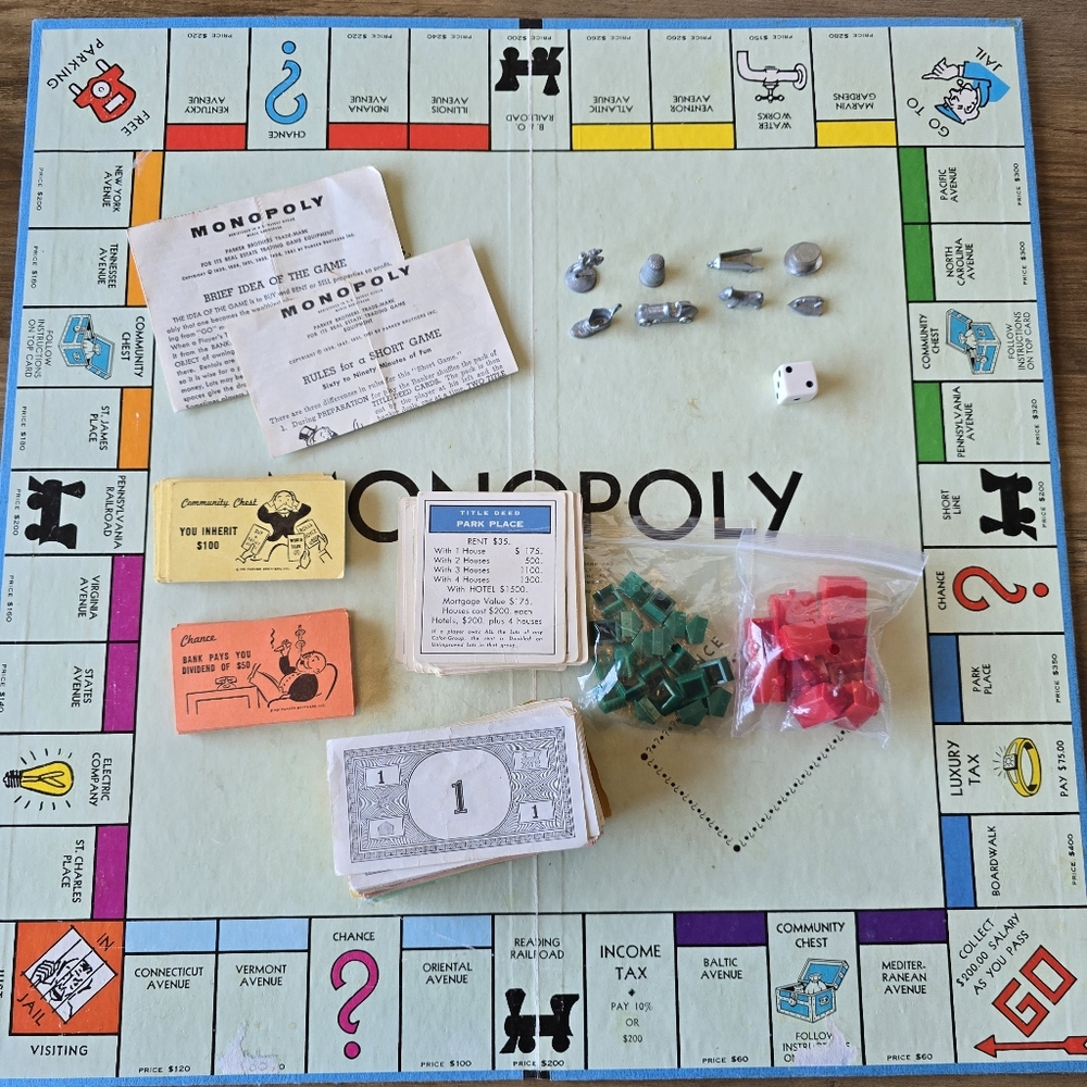 Vintage 1961 Parker Brothers Monopoly Board Game